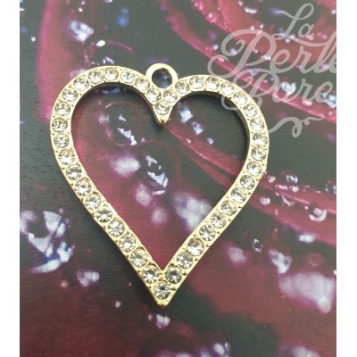 Pendentif - Coeur cristal - Alliage plaqué Or (1 pce)