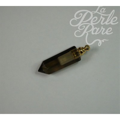 Pendentif et flacon de parfum ouvrable en quartz fumé - (1 pce)
