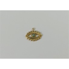 Pendentif œil en acier inoxydable avec perle en turquoise - Plaqué or (1 pce)