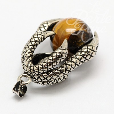 Pendentif - Griffe d'animal & Perle - Oeil de tigre nat
