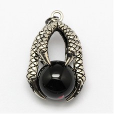 Pendentif - Griffe d'animal & Perle - Agate noire nat.