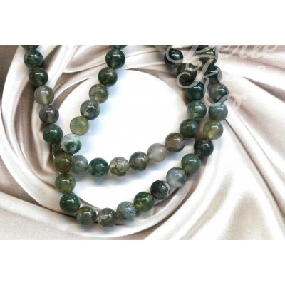 Ronde 8 - Agate mousse naturelle - (10 pces)