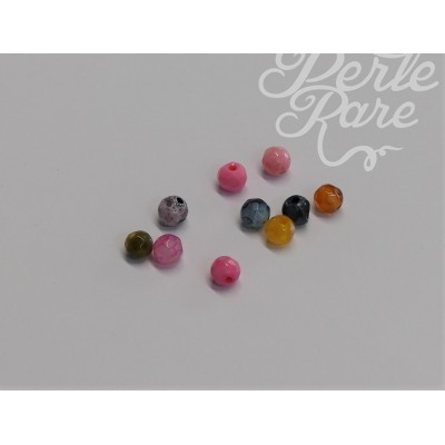Perles Agate Feu crépitent, facette, ronde, teinte - 10 pièces