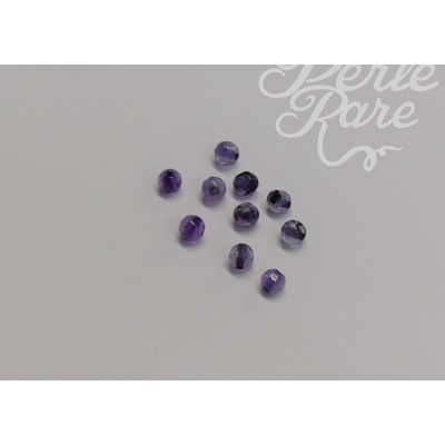 Perles d' Agate naturelle, teinte et chauffée, Rondes et taillées à facettes - Indigo - 10 pièces