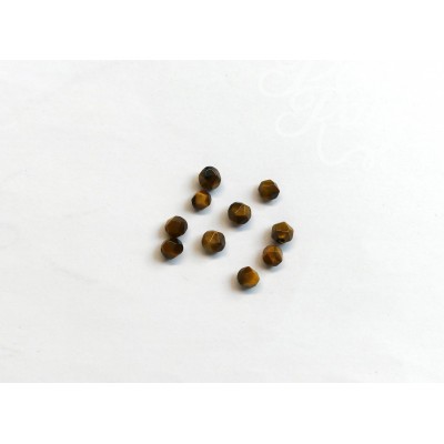 Perles d'œil de tigre naturel, taillées à facettes - (10 pces)