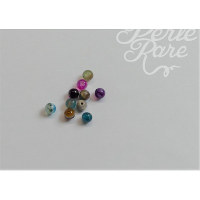 Perle en Agate naturelle, ronde taillée en facette - 10 pièces