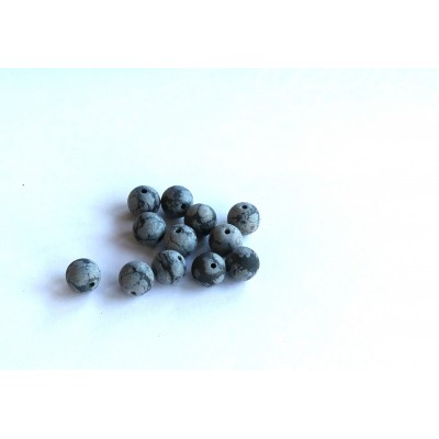 Ronde 8 - Obsidienne flocon de neige naturelle, givrée, mate - (10 pces)