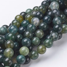 Ronde 8 - Agate mousse naturelle - Vert (10 pces)