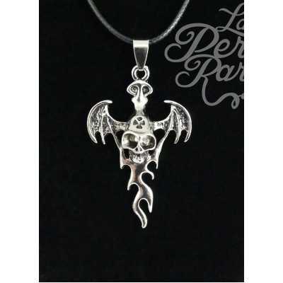 Collier  "Crâne en croix" pour Halloween  - Argent antique - 1 pièce