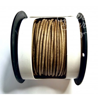  Cordon rond d'Inde - Teinté Antique Naturel 2 mm (1 mètre)