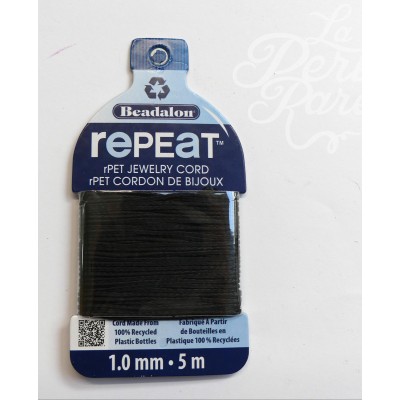 REPEAT - Cordon noir tressé en PET 100% recyclé - (1 pce)