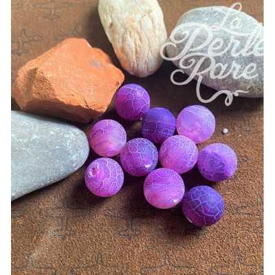 Ronde 10 - Agate naturelle craquelée pourpre Grade A (5 pces)