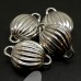 Fermoir - Aimant Ovale Strié - Blanc argenté - Rhodium - 1 pce