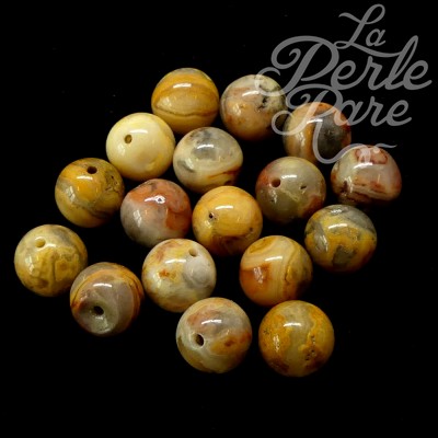 Ronde 8 - Agate folle naturelle , mélange de brun (10 pces)