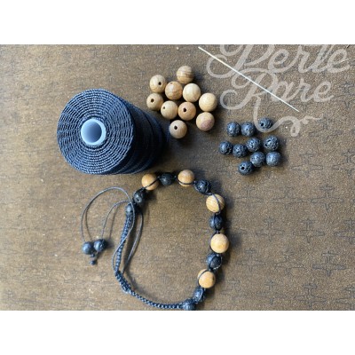 KIT-bijoux à faire soi-même - Lave naturelle - Perles en bois naturel