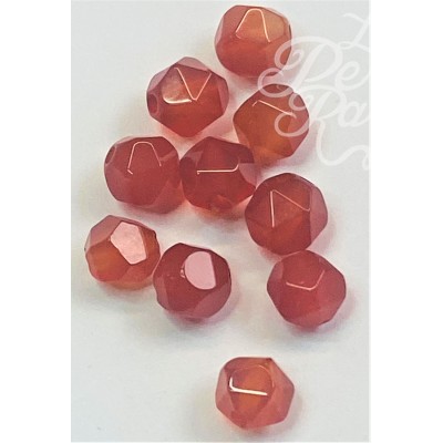 Perles de cornaline naturelle, teintées et taillées à facettes - (10 pces)