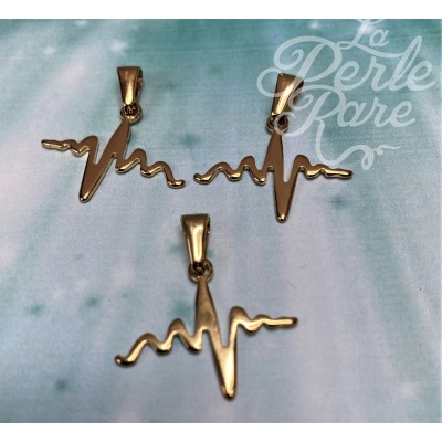 Pendentif - battement de coeur, couleur or (1 pce)