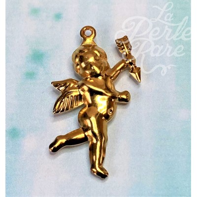 Pendentif - Acier inoxydable - Cupidon 18k plaqué or 