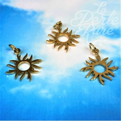 Pendentif éclipse solaire en acier inoxydable, soleil (1 pce)