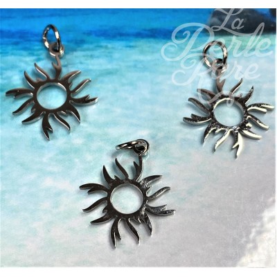 Pendentif - acier inoxydable - Eclipse solaire, couleur argent (1 pce)