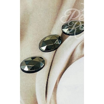Cabochon ovale en verre facetté  (2pces)