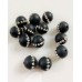 Ronde 12 - Agate naturelle Noir opaque-strass (1 pce)
