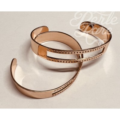 Bracelet manchette avec deux rangées de trous en plaqué Or rose (1 pièce)