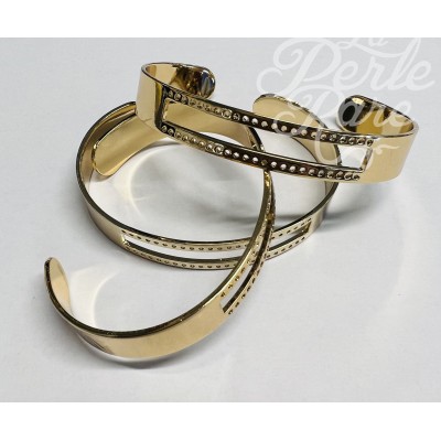 Bracelet manchette avec deux rangées de trous en plaqué Or (1 pièce)