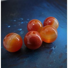 Ronde 10 - Agate naturelle rayée orange-rouge (5 pces)