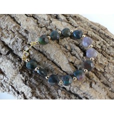 Bracelet perlé cœur en agate indienne naturelle (1pce)