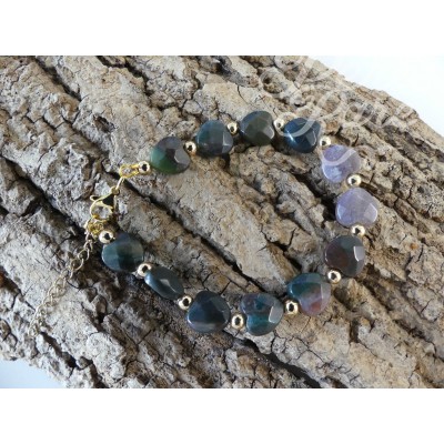 Bracelet perlé cœur en agate indienne naturelle (1pce)