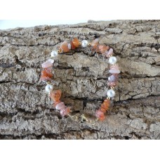Bracelets en perles d'agate rouge naturelle / cornaline(1 pce)