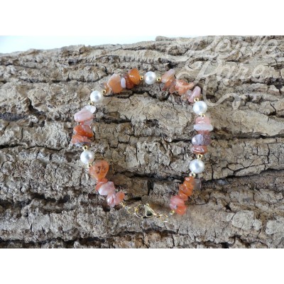 Bracelets en perles d'agate rouge naturelle / cornaline(1 pce)