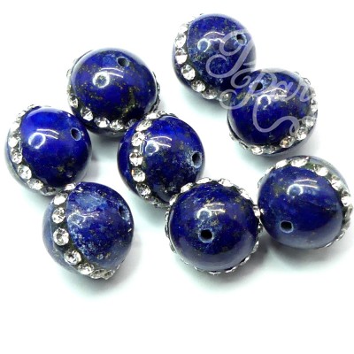 Ronde 12 - Agate naturelle bleu strass (1 pce)