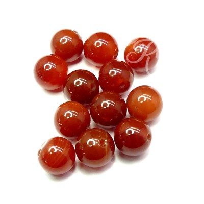 Ronde 12 - Agate naturelle teint rouge (5 pces)