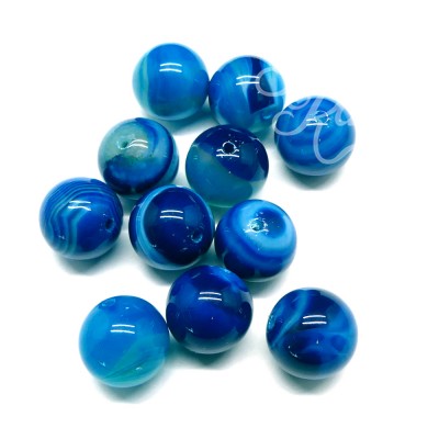 Ronde 14 - Agate naturelle rayée bleue (3 pces)