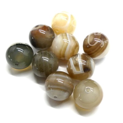 Ronde 14 - Agate naturelle botswana (3 pces)