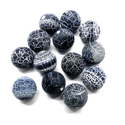 Ronde 14 - Agate naturelle craquelée noire (3 pces)