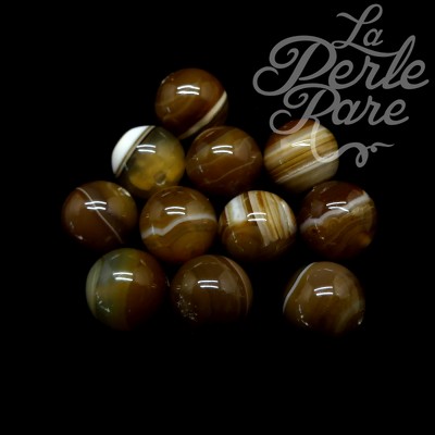 Ronde 14 - Agate naturelle sardonix brun (3 pces)