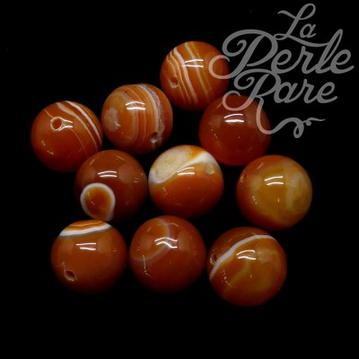 Ronde 14 - Agate naturelle sardonix orange (3 pces)