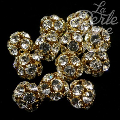 Boule filigrane dorée avec cristaux Swarovski 