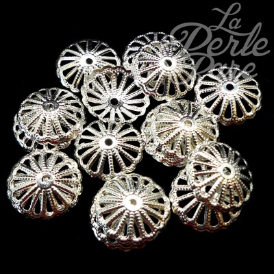 Couvre-Perle Style Bali 13 mm - Argenté (5 pces)