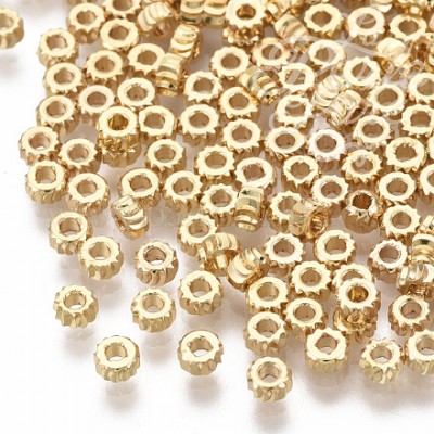 Perles en laiton, rondelle, torsion, véritable 18k plaqué or (10 pces)