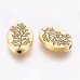 Perle ovale plate arbre style Tibet - Doré (10 pces)