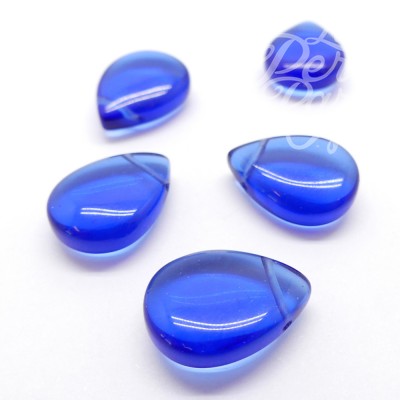 Perle en verre - Goutte plate 18 x 13 mm - Blue Royal Crystal ( 1 pce)