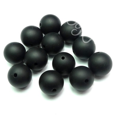 Ronde 12 - Agate naturelle givré teint noir (5 pces)